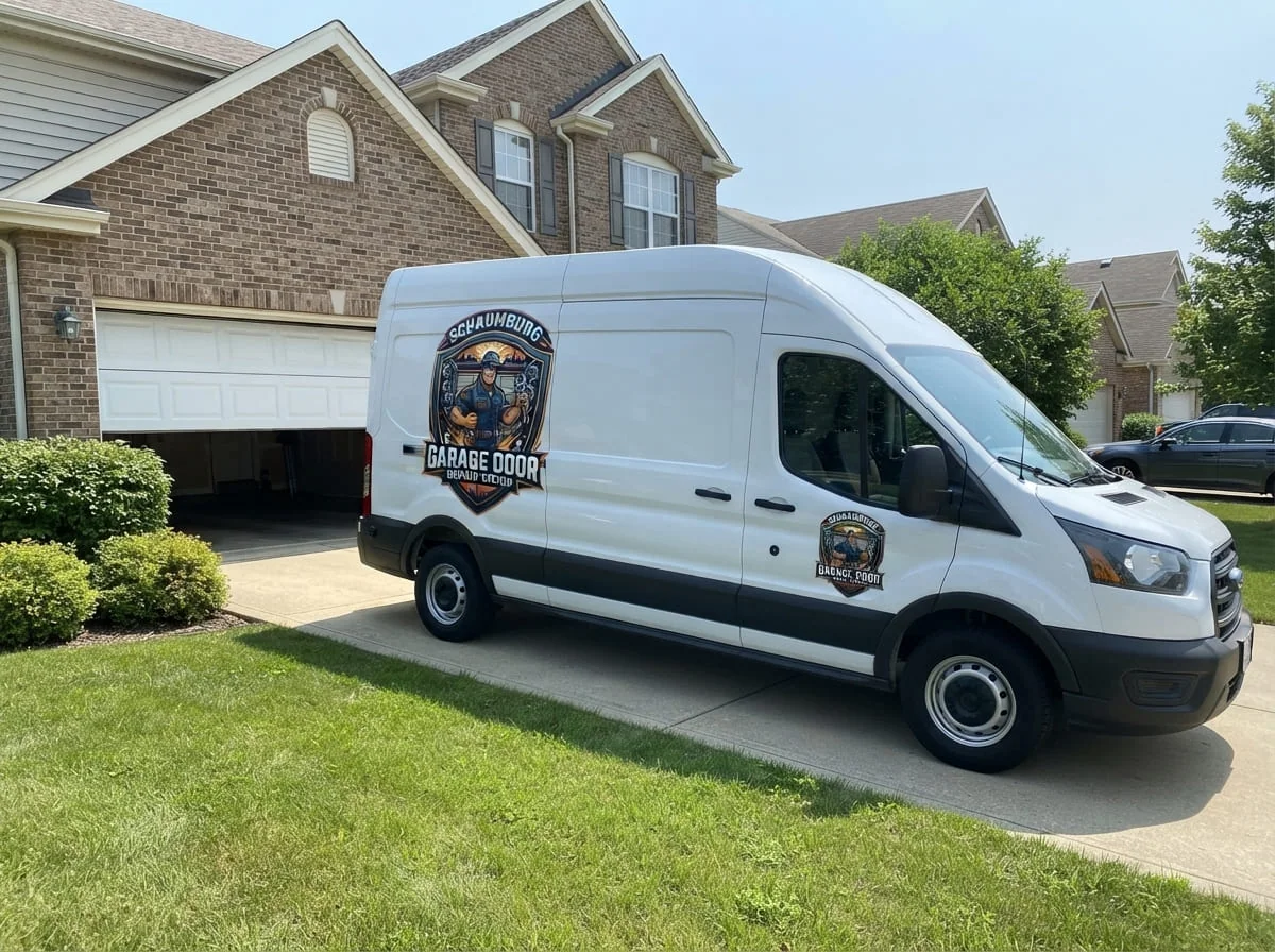 Garage door repair technician working on a home in Rolling Meadows, IL