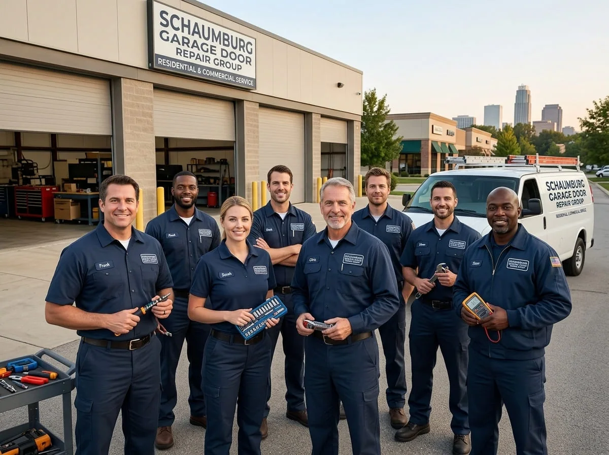 Technician from Schaumburg Garage Door Repair Group on a residential service call